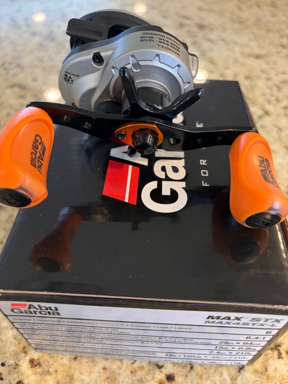Abu Garcia MAX STX Silver and Orange Left Bait caster fishing Reel - Picture 5 of 6
